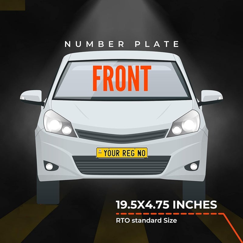 Design and Decor Bike - Aluminium Number Plates Set (2 Pieces) for Three-Wheeler, Customizable with Buyer’s Number, 20x10 cm, Yellow Front & Back (No Serial Number/Bar Code) - Image 2