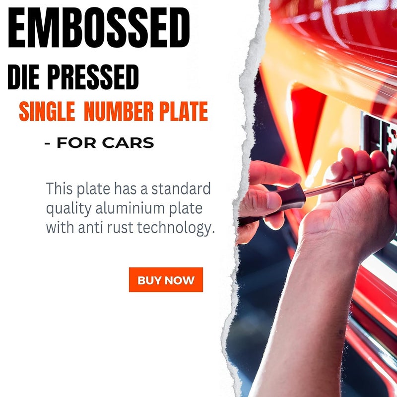 Design and Decor Bike - Aluminium Number Plates Set (2 Pieces) for Three-Wheeler, Customizable with Buyer’s Number, 20x10 cm, Yellow Front & Back (No Serial Number/Bar Code) - Image 5