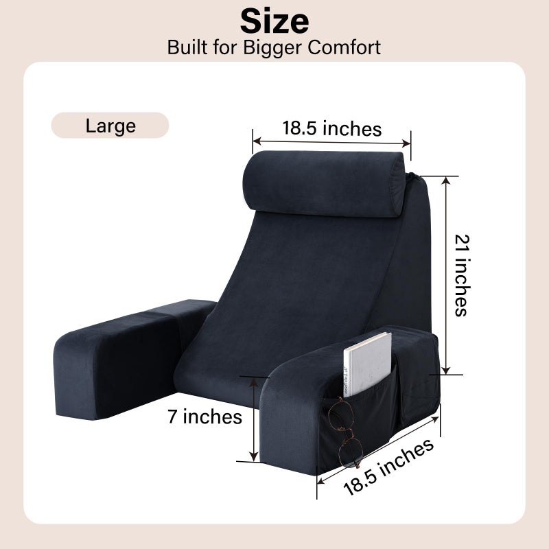 ENITYA Reading Pillow for Sitting in Bed Adult, 21" Large Back Pillow for Sitting up, Bed Rest Pillows for Reclining/Watching TV/Reading/Gaming/Resting in Couch or Floor, Black - Image 5