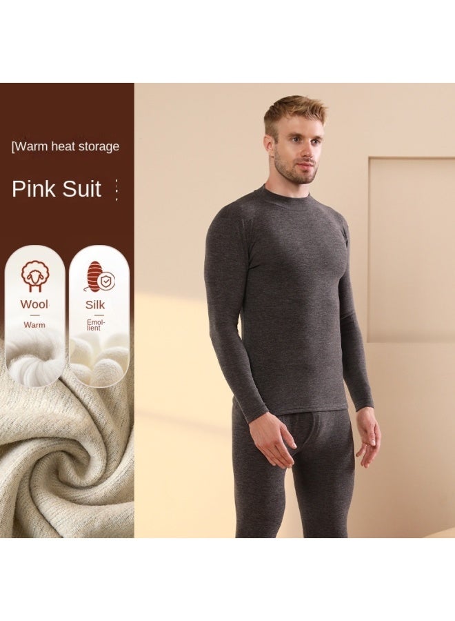 ملابس داخلية حرارية للرجال من كشمير حرير قطن سميك لونغ جونز ملابس شتوية دافئة من الف fleece مجموعة ملابس داخلية ساخنة - Image 1
