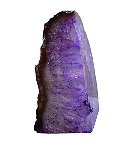 JIC Gem Book Ends for Shelves Dyed Purple Agate Bookends Natural Geode Brazilian Rock Stone Book Ends Decorative with Rubber Bumpers Small Size(1 Pair, 2-3 LBS) - Image 5