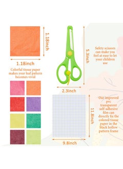 Containlol Containlol 12 Pieces Extra Large Thanksgiving Fall Leaves for Craft Suncatchers Kit Tissue Arts Fall Suncatchers 800 Tissue Paper Squares 12 PVC Contact Paper with Safety Scissor DIY Craft  - Image 3
