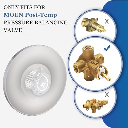 gcbcrit Shower Knob for Moen 100710 Posi-Temp One-Handle Tub and Shower Replacement Knob Kit, Chrome - Image 2