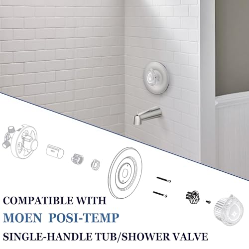 gcbcrit Shower Knob for Moen 100710 Posi-Temp One-Handle Tub and Shower Replacement Knob Kit, Chrome - Image 3