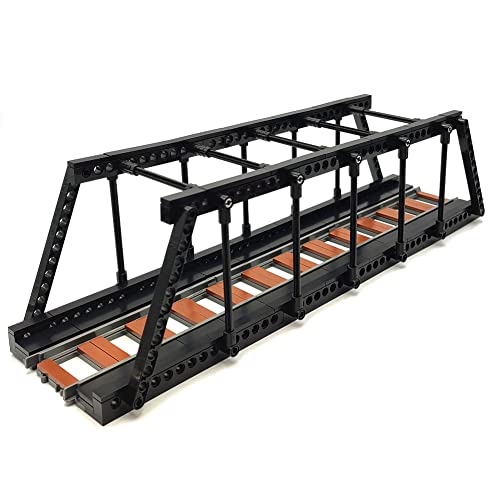 dspitwod Classic Train Building Bridge City Passenger Express Train Tracks Toys Accessories Railroad Construction Building Block Compatible with Major Brand Black Bridge - Image 1
