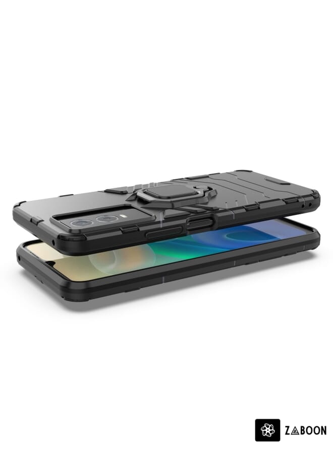 Green Tiger For vivo Y76s 5G Shockproof PC + TPU Holder Phone Case(Black) - Image 3