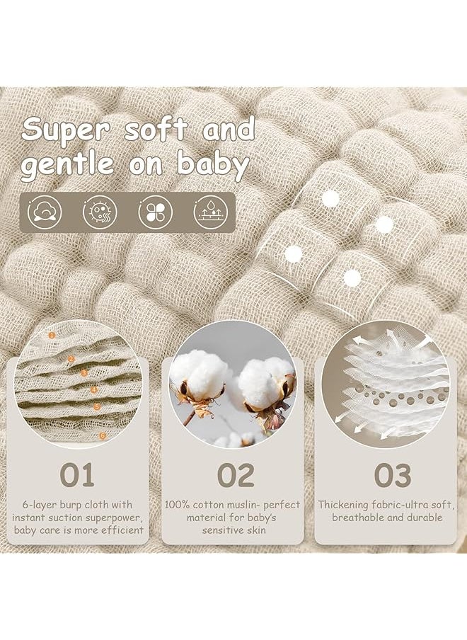 erorex Muslin Burp Cloths 100% Cotton Muslin Cloths Large 20''X10'' Extra Soft And Absorbent 6 Pack Baby  - Image 2