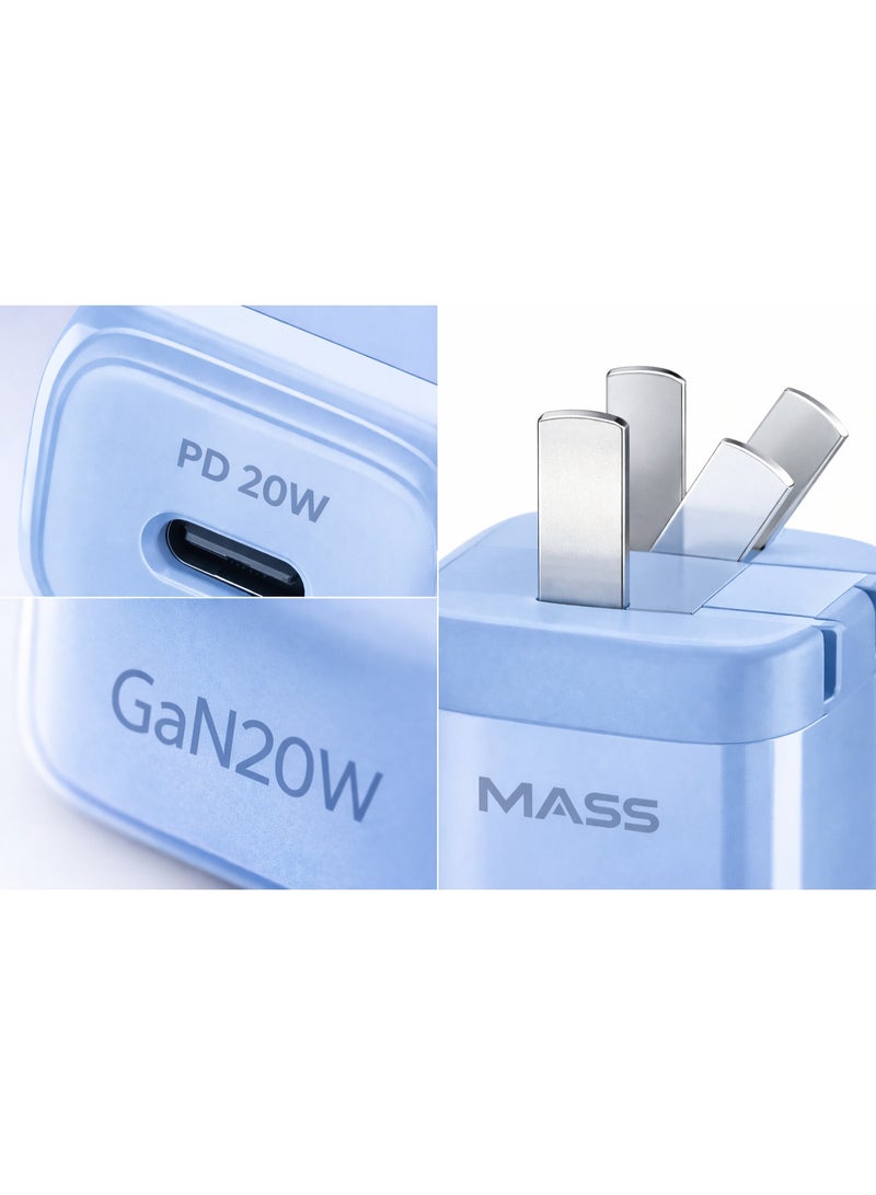 ماس شاحن USB-C سريع بقدرة 20 واط مع قابس قابل للطي، موديل:MA-HC12، شاحن PowerPort III مكعب بقوة 20 واط لأجهزة iPhone 14/14 Plus/14 Pro/14 Pro Max/13، وGalaxy، وPixel 4/3، وiPad/iPad Mini، سماوي  - ضمان محلي لمدة عام - Image 5