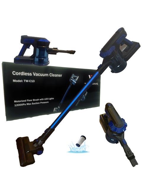Cordless Vacuum Cleaner (TW-C10) with 12KPa Power- High Performance Stick Vacuum with LED lights, Large Bin & Adjustable Suction