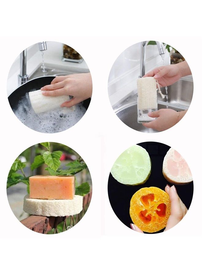 pisdoplop 5" Natural Loofah Exfoliating Body Sponge Scrubber for Skin Care in Bath Spa Shower Pack of 4 - Image 2