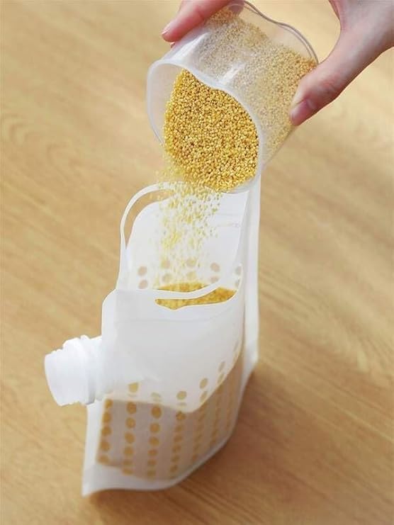 TAMADAA HR MALL Food Storage Grain Bag Multi Purpose Pour Reusable Bag Food Storage Container Grain Sealed Pouch Kitchen Storage Organizer Pack of 5 PCsMulticolor - Image 3