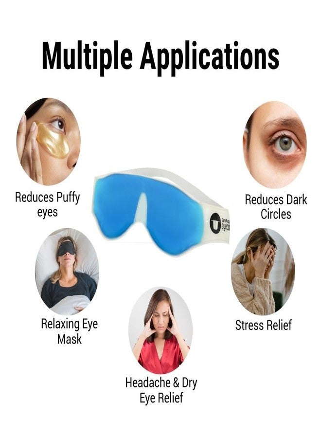 قناع العين SandPuppy Eyecool - مع جل تبريد | عبوة من قطعتين | قناع للعين للنوم مع جل تبريد | مثالي للعيون المنتفخة والهالات السوداء | تقنية جل مضاد للتجمد لتبريد معزز | مقاس عالمي مع شريط لاصق قابل للتعديل | هدية للنساء والرجال والأمهات والآباء. - Image 2