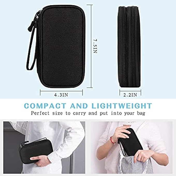 rayihni ELECTRONICS ACCESSORIES ORGANISER BAG TRAVEL CABLE ORGANISER BAG PORTABLE WATERPROOF DOUBLE LAYERS ALL-IN-ONE CARRY TRAVEL GADGET BAG FOR CABLE,SD CARDS,CHARGER,POWER BANK, HEADPHONE,BLACK - Image 2