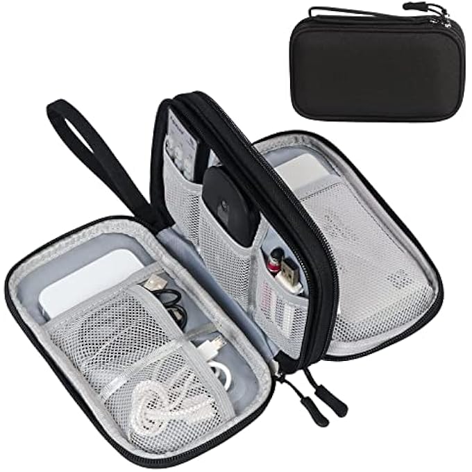 rayihni ELECTRONICS ACCESSORIES ORGANISER BAG TRAVEL CABLE ORGANISER BAG PORTABLE WATERPROOF DOUBLE LAYERS ALL-IN-ONE CARRY TRAVEL GADGET BAG FOR CABLE,SD CARDS,CHARGER,POWER BANK, HEADPHONE,BLACK - Image 1