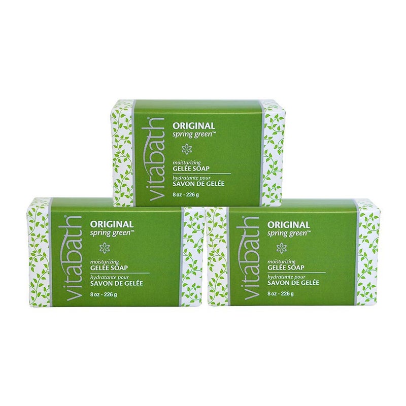 Vitabath Original Spring Green Moisturizing Gelee Bar Soap All Over Gentle Foaming Cleanser  Hydrating Solid Body Wash  Nourish  Rejuvenate All Skin Types Women  Men  8oz Pack of 3