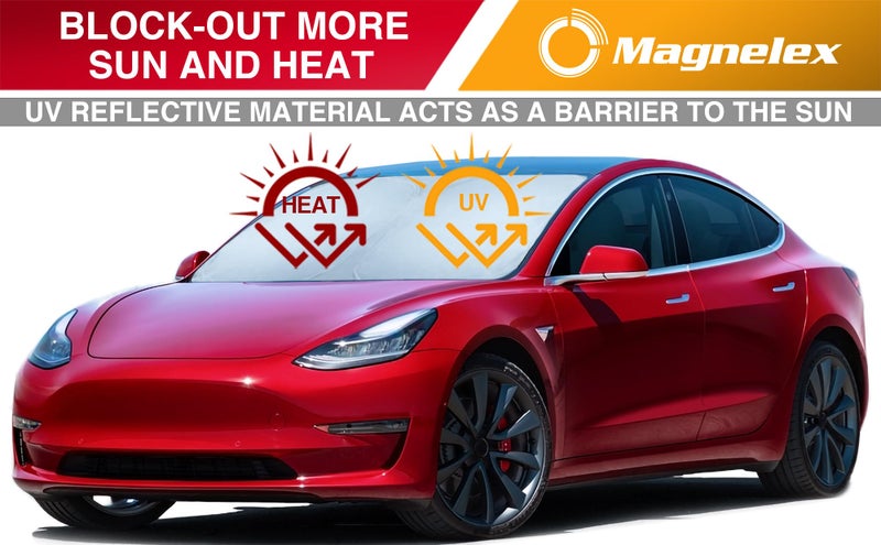 Magnelex Tesla Windshield Sun Shade (Model 3/Y), Reflective Polyester Blocks Heat & Sun, Foldable Car Window Sun Blocker, Mirror Cut-Out, Fade-Resistant Sunshade, Tesla 3 Accessories - Image 5