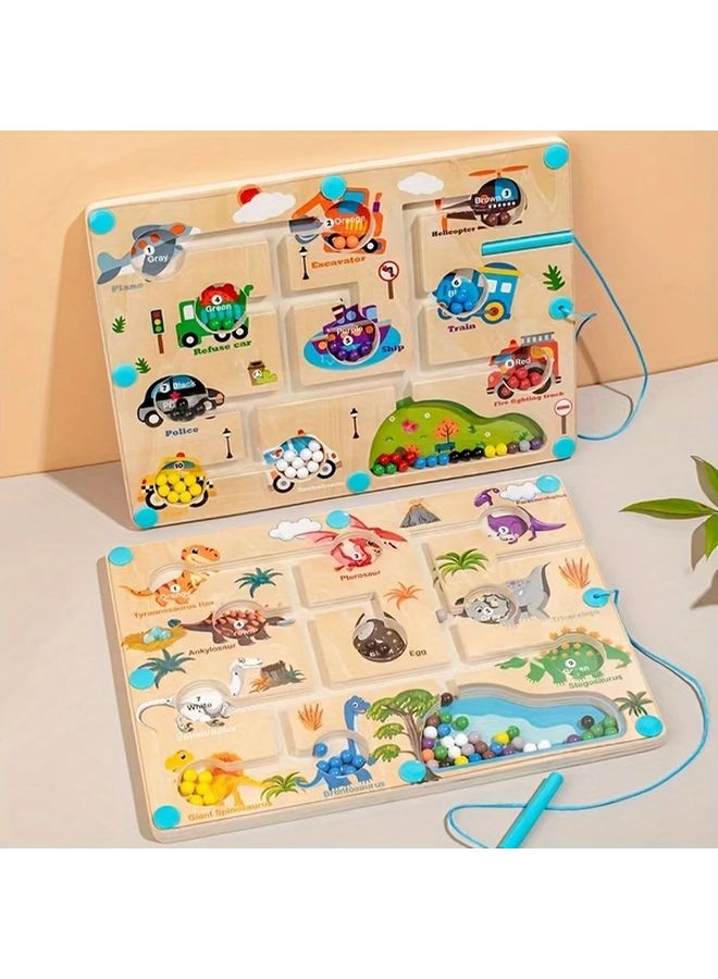 لعبة ديناصور متاهة الخرز المغناطيسي مع عصا مغناطيسية لتطوير المهارات الحركية للأطفال الصغار - Image 1