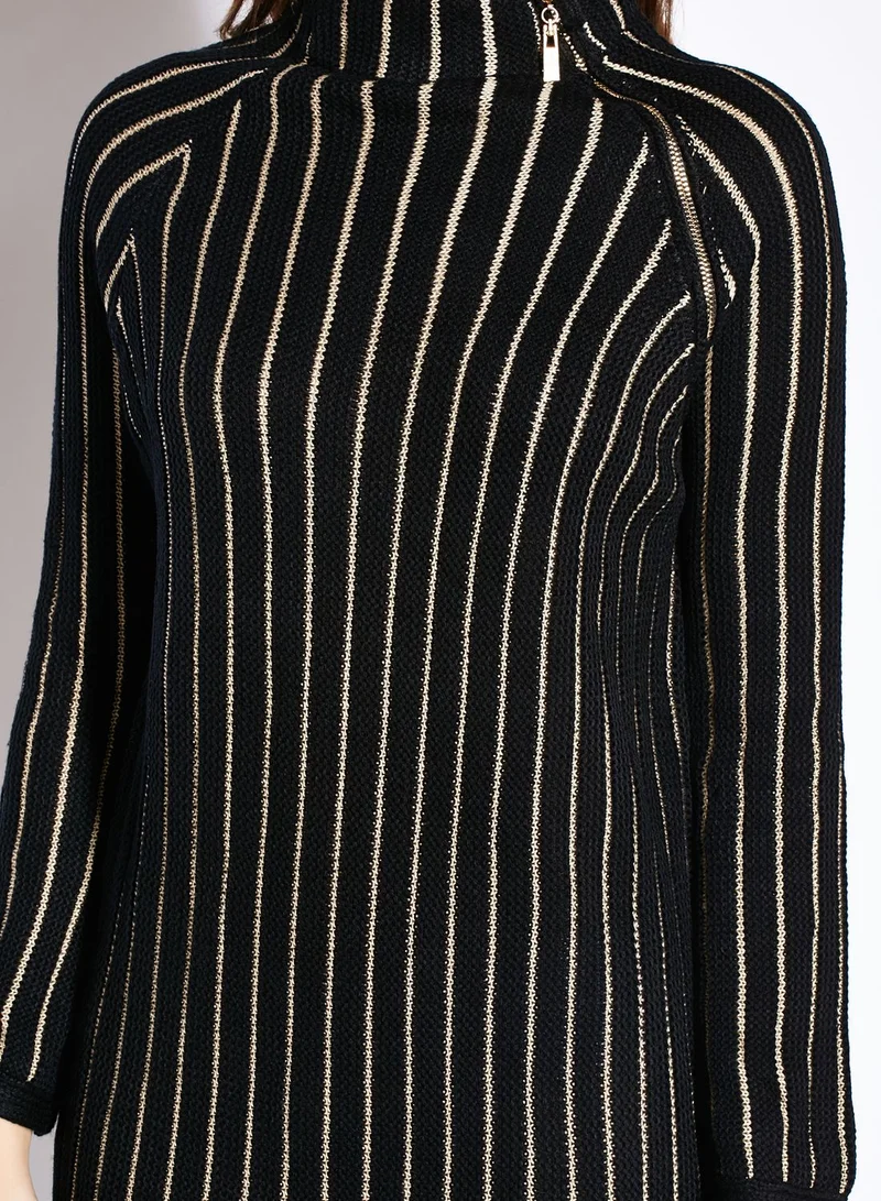 Ginger Striped Zip Detail Dress