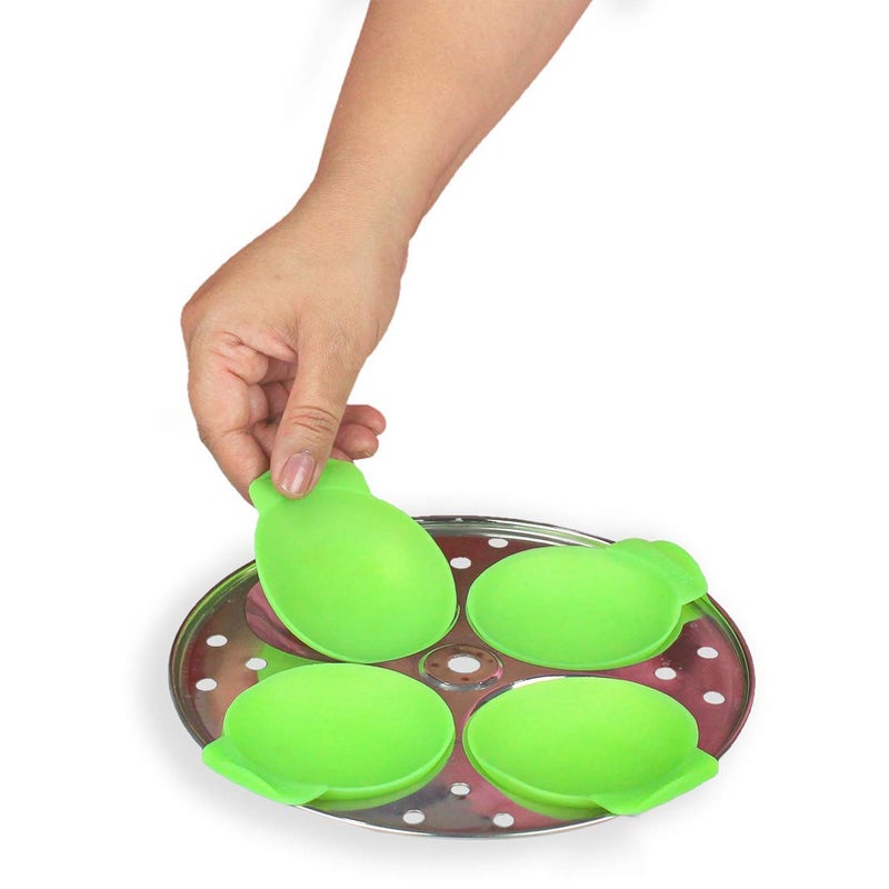Healux Premium Silicone Idli I Idly Maker I Idli Liners Original Green 8Pcs Multipurpose Dhokla Maker Cupcake I Muffin Maker Non Stick Perfect round shaped Idlis I Food Grade Silicone BPA Free Minimum Wastage of Batter No greasing Oven Microwave Dishwasher Safe - Image 1