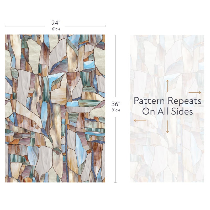 Artscape Mesa 24 x 36 Inch Window Film, Made in USA â€“ Provides Privacy, Non-Adhesive, Colorful Stained Glass Pattern, UV Protection, Easy to Apply and Removable - Image 2