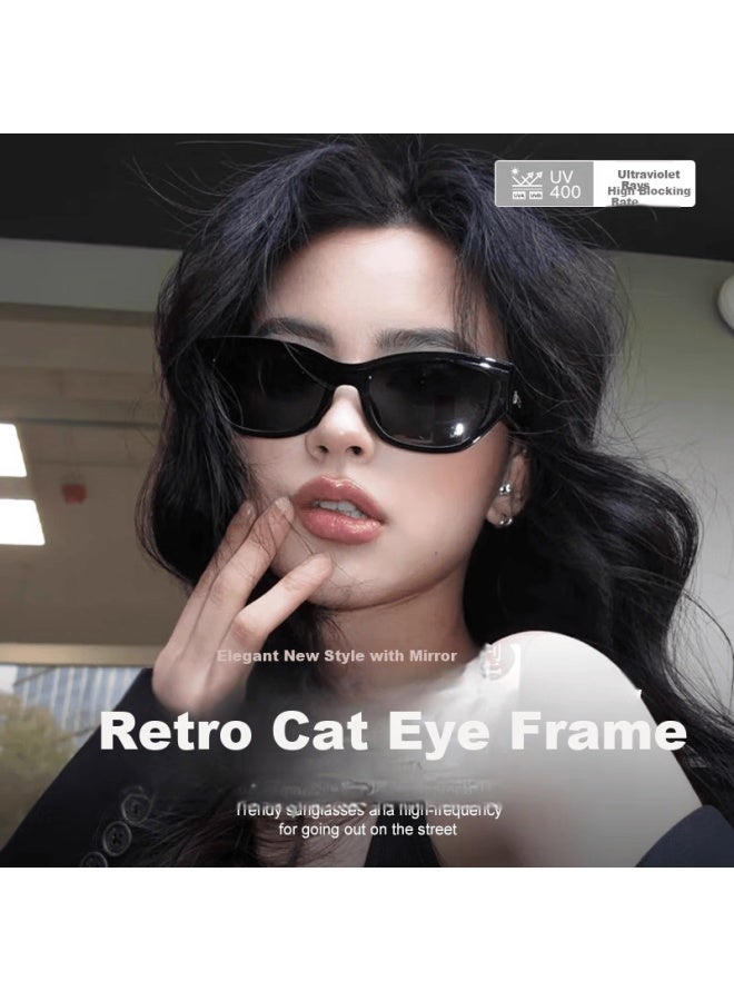 Gogosoon New Cat Eye Sungl For Women, Uv Protection, Retro Large Frame Sungl For Men, Sun Protection, High-end Look, Suitable For Square And Round Faces - Image 1