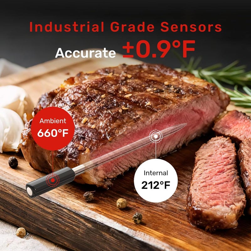 Meatmeet Pro WiFi Wireless Meat Thermometer, Smart App Monitoring, Meat Probe Thermometer, IP67 Waterproof, Digital Wireless Meat Thermometer for BBQ, Oven, Grill, Smoker - Image 2