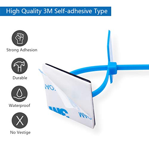 10Gtek Self Adhesive Cable Tie Mounts - 3M Strongly Adhesive-Backed Zip Tie Base Holders for Home, Office Cable Wire Management(19.5mm x 19.5mm, Black, 100pack) - Image 3