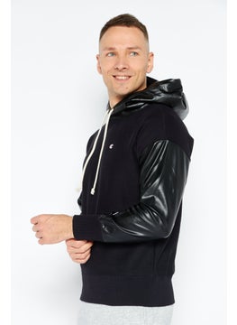 Champion Men Sportswear Fit Long Sleeves Outdoor Hooded Sweatshirt, Black  - Image 2