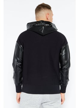 Champion Men Sportswear Fit Long Sleeves Outdoor Hooded Sweatshirt, Black  - Image 3