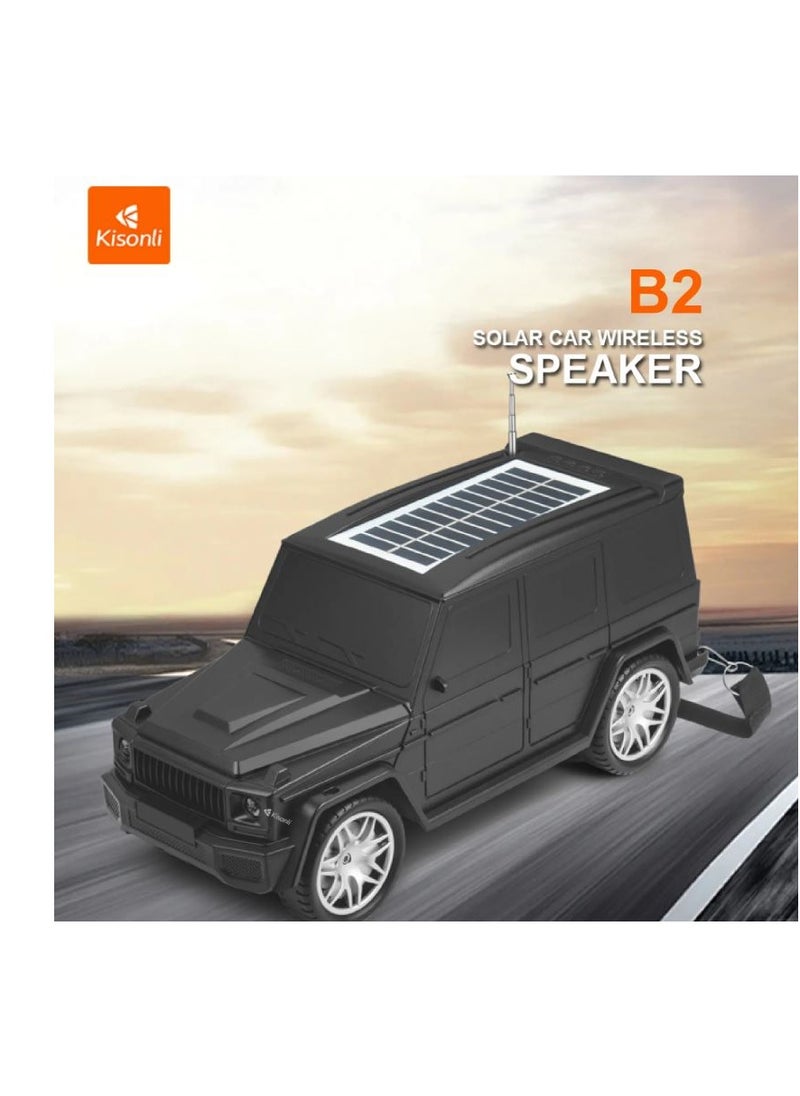 Kisonli - Bluetooth Speaker Car Solar Charging B2 Kisonli With Flashlight USB Portable - Black - Image 1