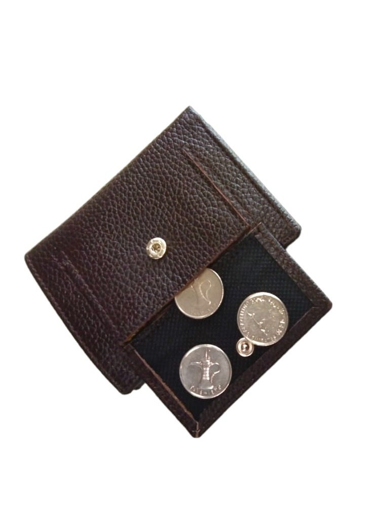 Forhans - Tri-Fold Brown Leather Wallet For Mens, Brown Leather Grain Popper Wallet - Image 1