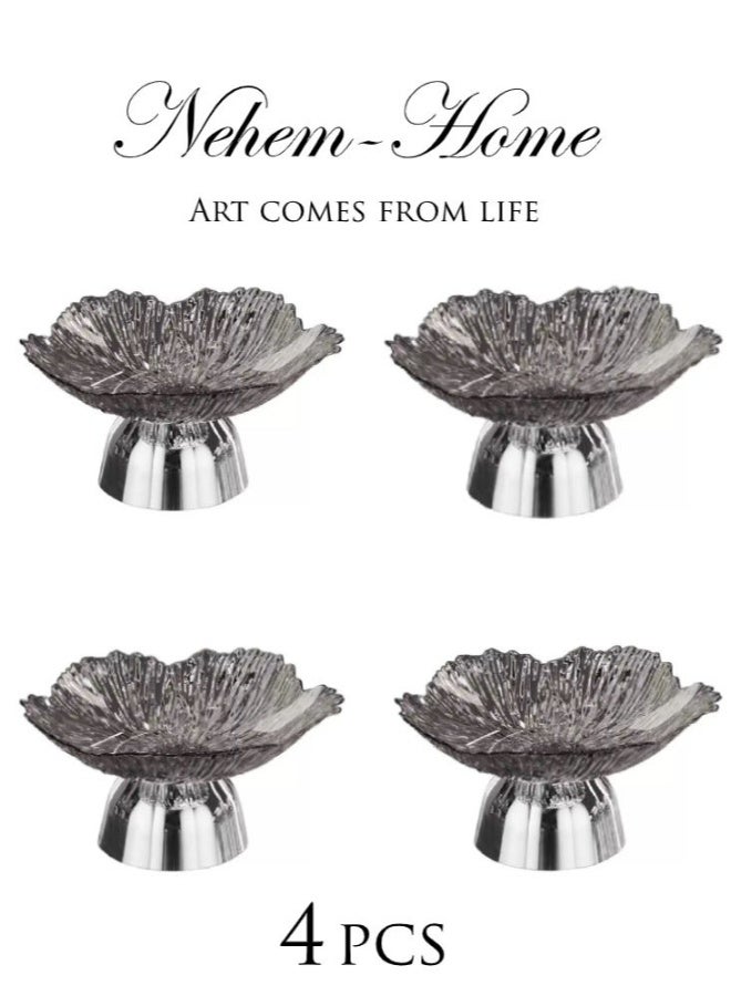 nehem 4 PCS Clear Serving Tray, Serving Plate, Elegant Floral Pattern Clear Trays, Spill-Proof Tray,Decorative Serving Tray for Candy, Fruit, Nuts & Desserts - Image 1