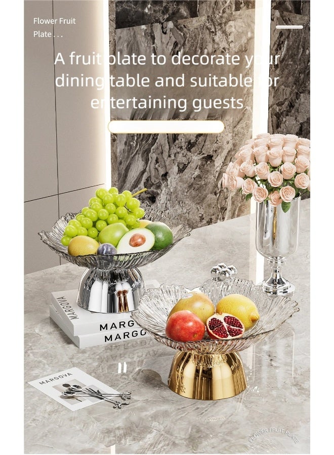 nehem 4 PCS Clear Serving Tray, Serving Plate, Elegant Floral Pattern Clear Trays, Spill-Proof Tray,Decorative Serving Tray for Candy, Fruit, Nuts & Desserts - Image 3