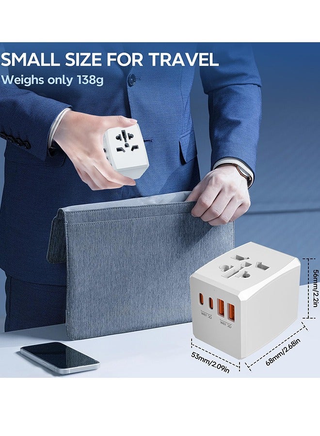 محول السفر العالمي مع منفذين USB C وUSB A ، محول توصيل عالمي 30W ، محول السفر الدولي (أبيض) للاتحاد الأوروبي والولايات المتحدة والمملكة المتحدة وأستراليا وتايلاند وغيرها من البلدان - Image 5