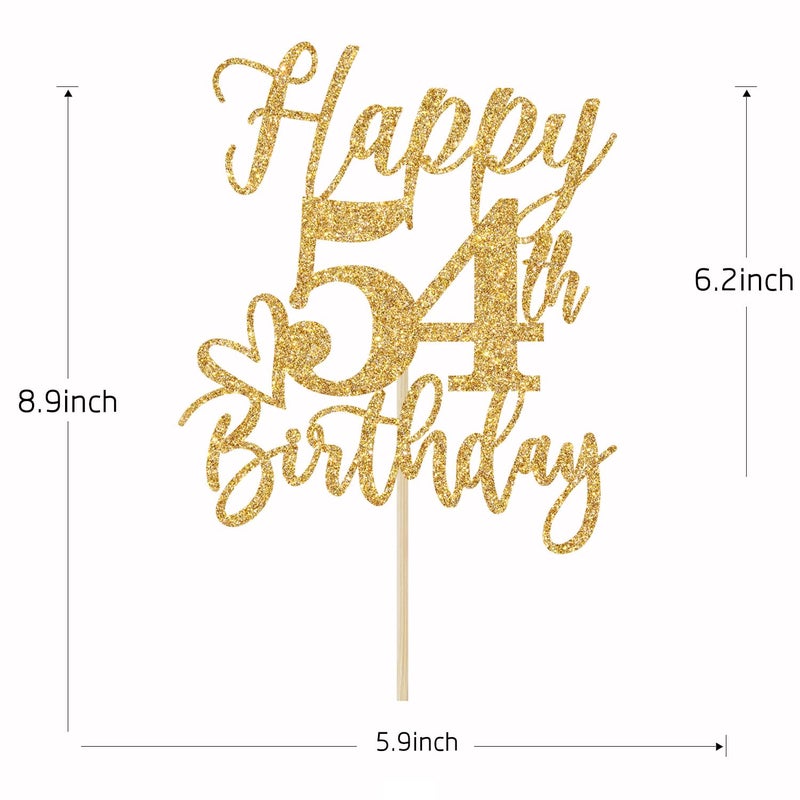 Yotawebery Happy 54th Birthday Cake Topper  54 Birthday Decorations for Women/Men  Cheers to 54 Years  Hello 54  54th Happy Birthday Party Decorations Gold Glitter - Image 5