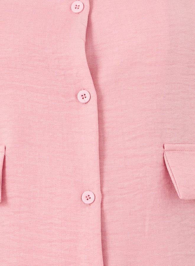 Styli Solid Flap Pocket Boxy Fit Waistcoat With Buttons - Image 3