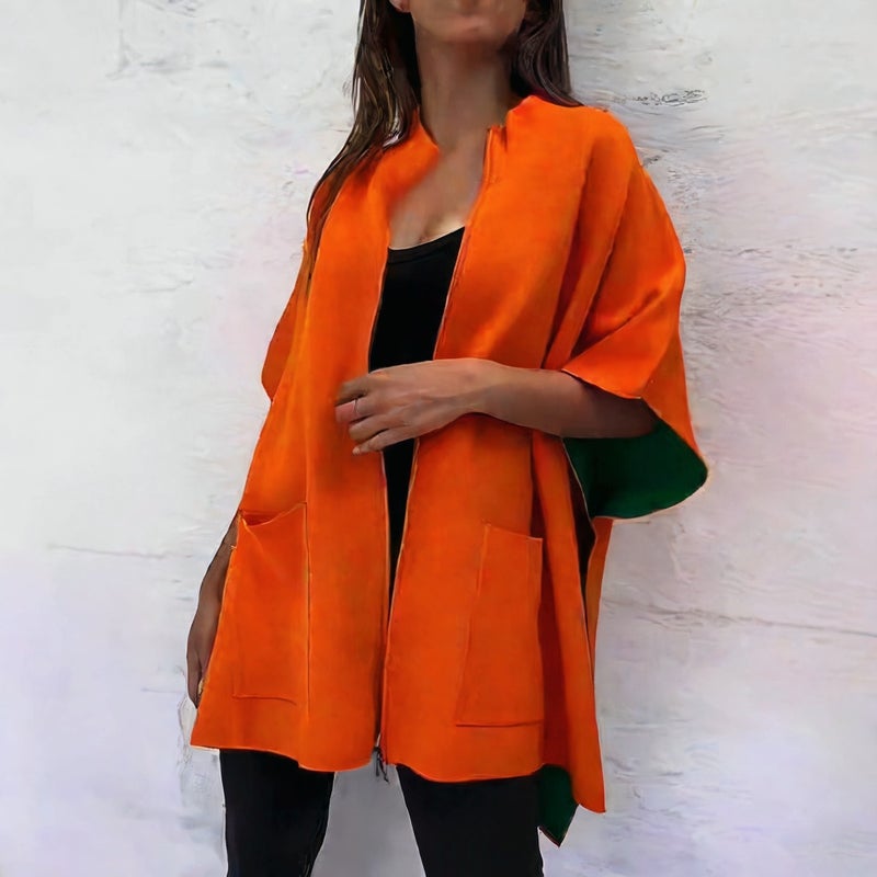 سترة نسائية فضفاضة بياقة قائمة وسحاب - Image 3