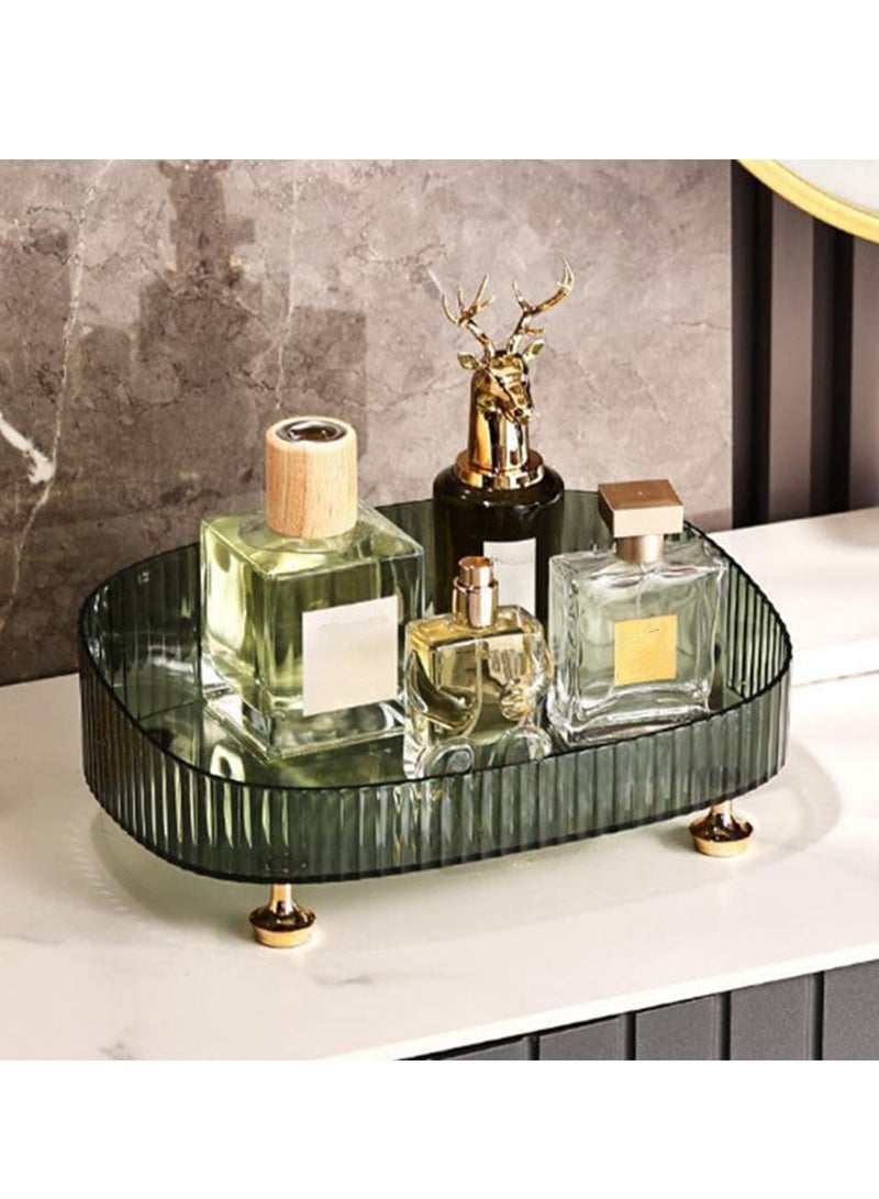 SYOSI Makeup Perfume Organizer, Perfume Storage Tray, Decorative Dresser Tray,  Countertop Cosmetic Storage Case for Cosmetics, Round Lotions Display Case, Entrance Key Tray, Room Table Storage Box - Image 5
