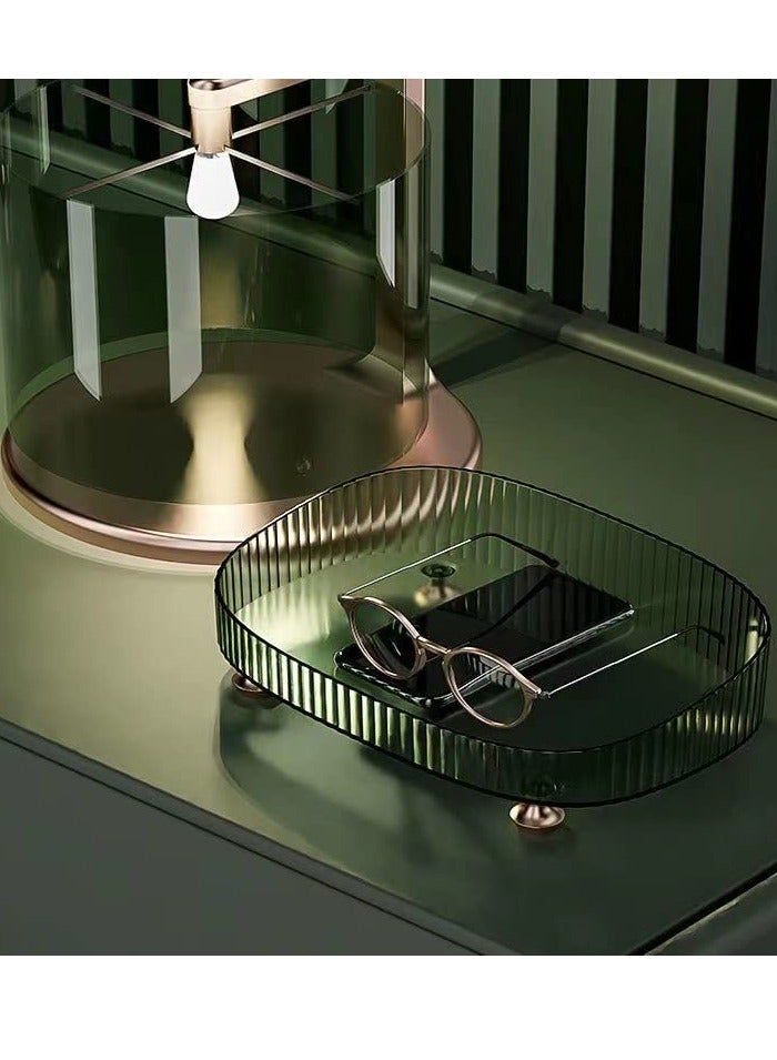 SYOSI Makeup Perfume Organizer, Perfume Storage Tray, Decorative Dresser Tray,  Countertop Cosmetic Storage Case for Cosmetics, Round Lotions Display Case, Entrance Key Tray, Room Table Storage Box - Image 3