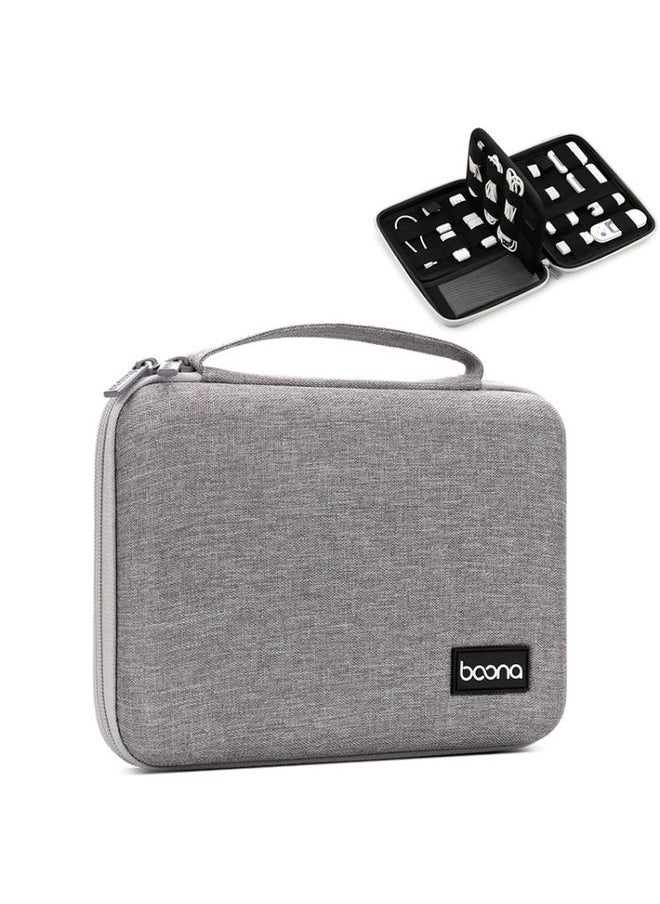 BURAQ Baona BN-F018 Multifunctional Double Layer EVA Hard Shell U Disk Data Cable Storage Bag(Grey)  - Image 1