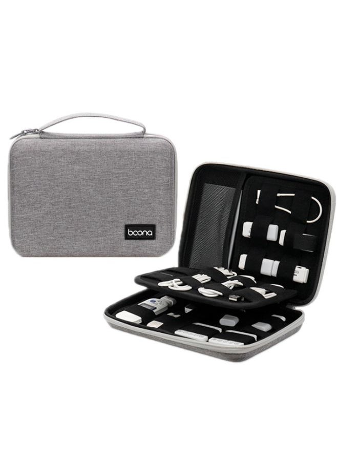 BURAQ Baona BN-F018 Multifunctional Double Layer EVA Hard Shell U Disk Data Cable Storage Bag(Grey)  - Image 3