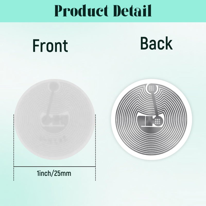 BABIQT 20 قطعة ملصقات بيبيكت ميفير كلاسيك 1K S50 RFID ملصقات NFC ملصقات ميفير الذكية ملصقات RFID ISO 14443A 13.56 ميجاهرتز ملصقات ميفير MF1 ذاتية اللصق بطاقات وصول تجارية قريبة 1 بوصة دائرية - Image 2