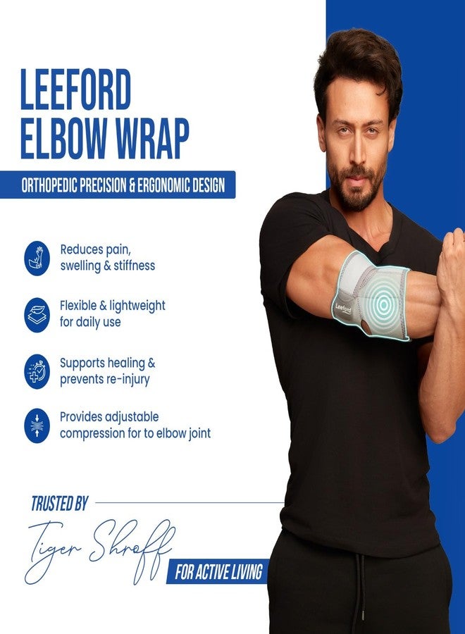 Leeford Elbow Wrap for Gym Workout, Badminton, Pain Relief & Joint Support | Tennis Elbow Guard for Men and Women, Neoprene, Universal - Image 3