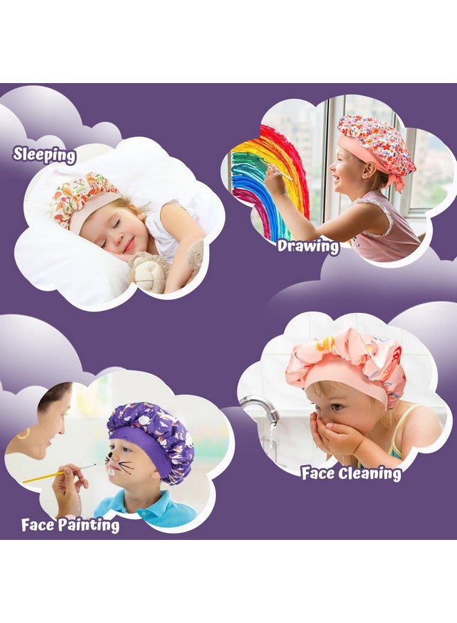 Lolalet 2 Pcs Kids Bonnets For Girls, Reversible Silk Bonnet For Sleeping Satin Bonnet Cap With Wide Elastic Band -Purple & Pink  - Image 3