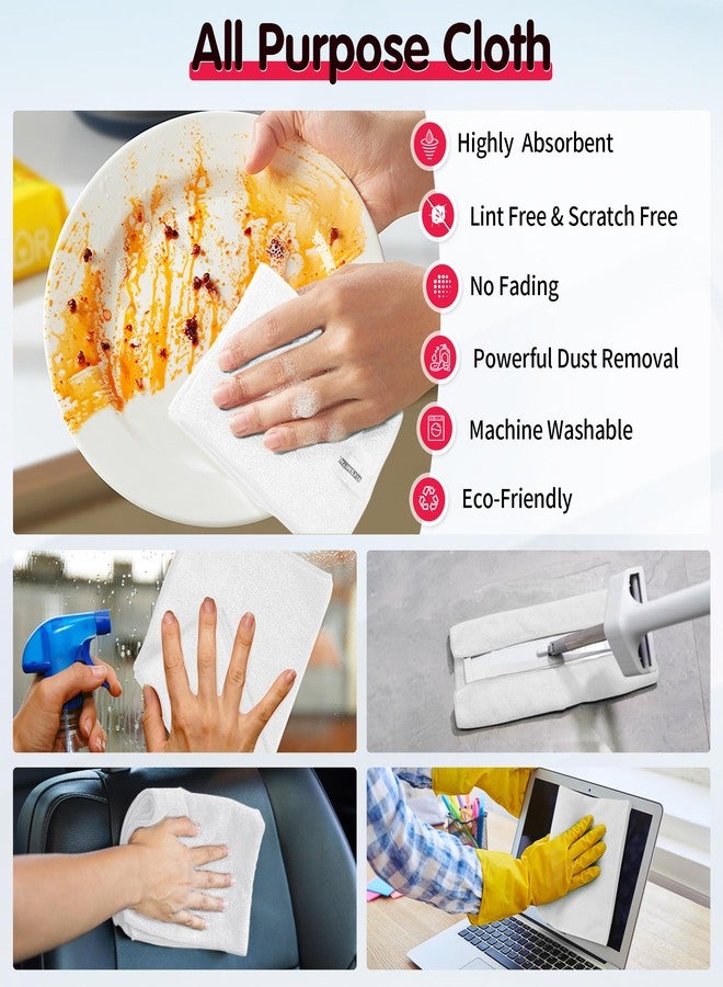 FIXSMITH White Microfiber Cleaning Cloth -Pack of 12, Highly Absorbent Cleaning Rags, 16"X12" All Purpose Cleaning Towels for Housekeeping, Kitchen, Car, Lint Free and Reusable Microfiber Towels - Image 5