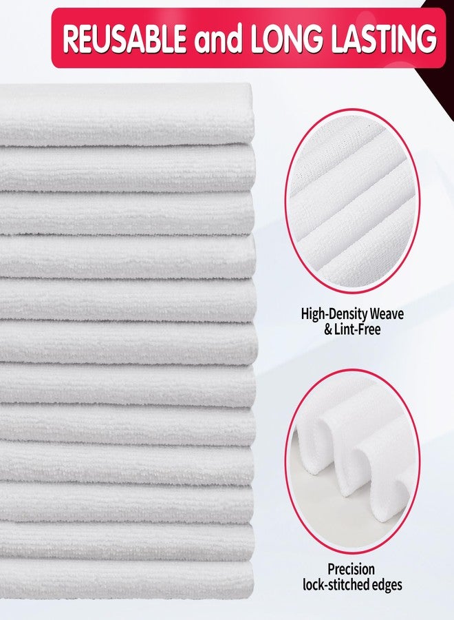 FIXSMITH White Microfiber Cleaning Cloth -Pack of 12, Highly Absorbent Cleaning Rags, 16"X12" All Purpose Cleaning Towels for Housekeeping, Kitchen, Car, Lint Free and Reusable Microfiber Towels - Image 3