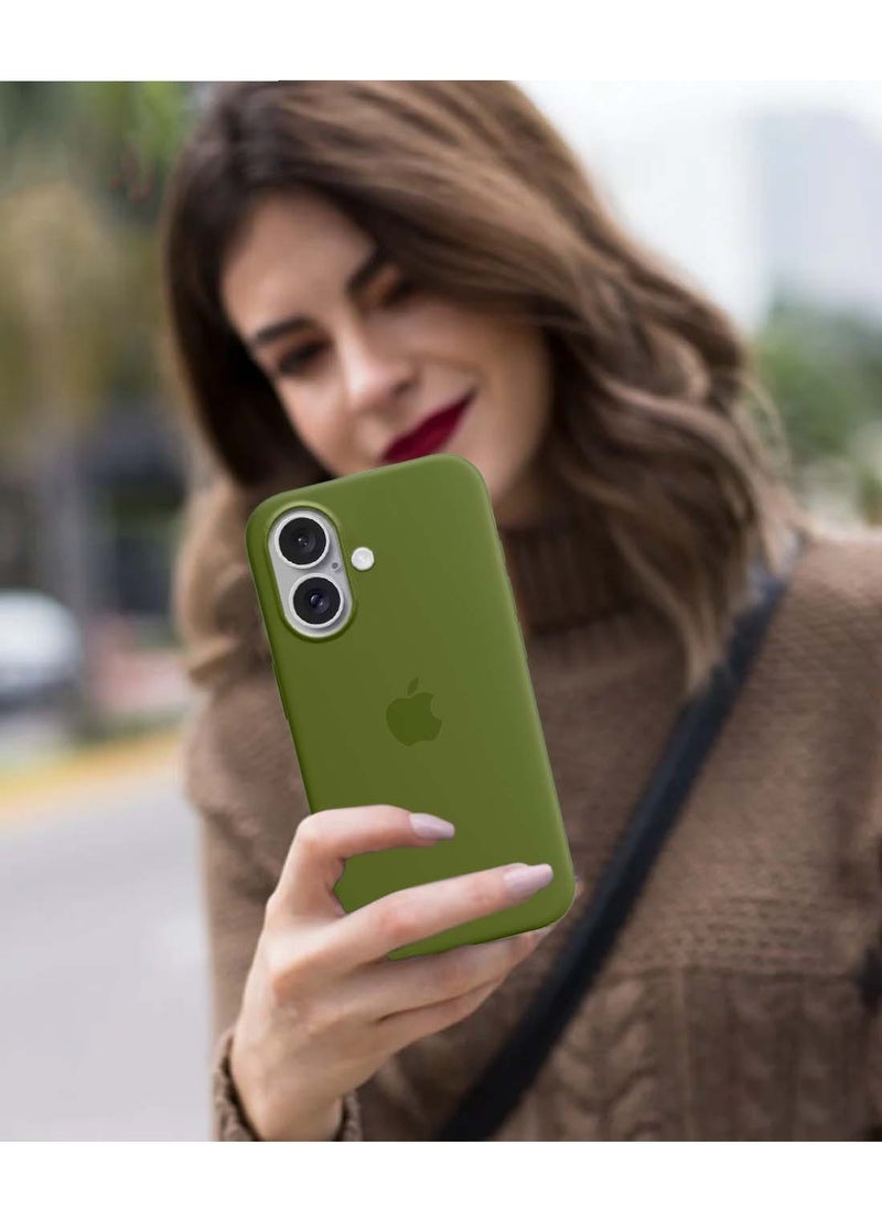 Apple iPhone 16 2024 Premium Soft Liquid Silicone Case Cover - Cedar Green