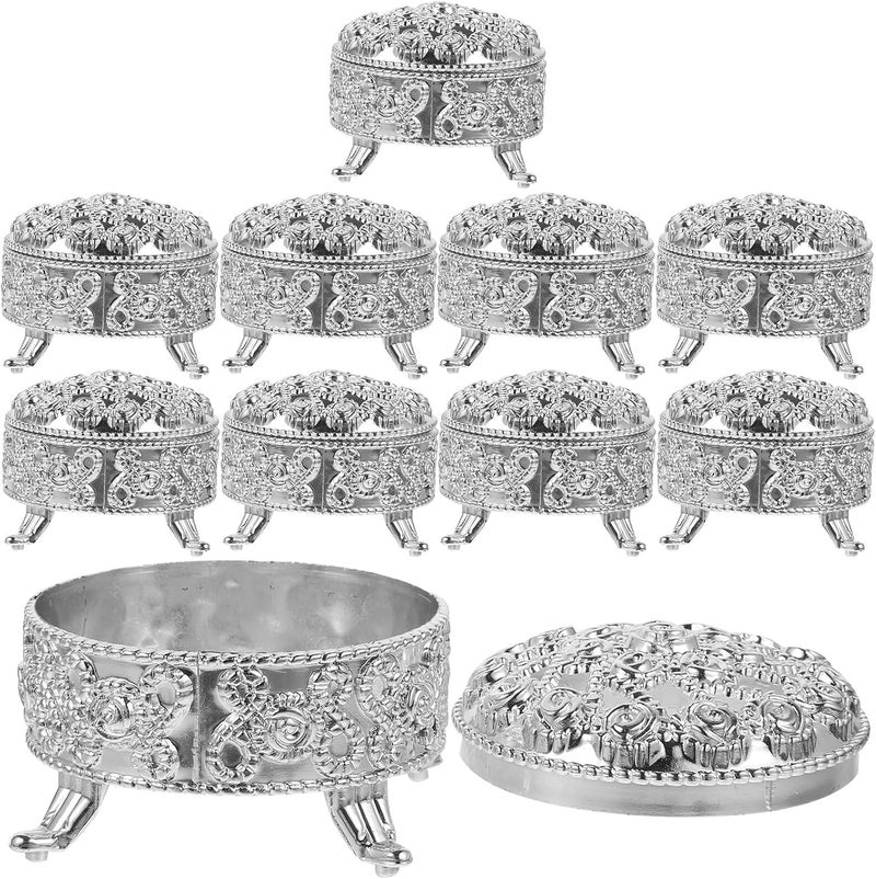 IDEANATEGRATE 12pcs 2.5 Inch Silver round Vintage Party Candy Boxes Reusable Favor Storage Containers for Wedding Souvenirs and Guest - Image 1