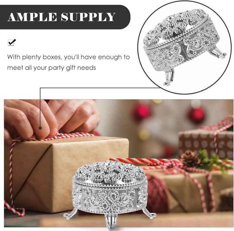 IDEANATEGRATE 12pcs 2.5 Inch Silver round Vintage Party Candy Boxes Reusable Favor Storage Containers for Wedding Souvenirs and Guest - Image 3