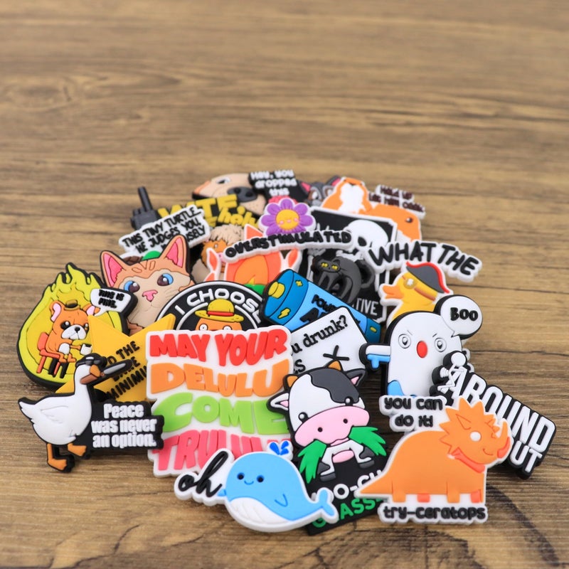 Debinolo 23PCS Funny Shoe Charms Set Cute Fun Accessories for Men Women Girls Boys Teens Meme Sarcastic Charm Humor Clog Decor for Shoes Witty Goofy Hilarious Gift (Funny, 23) - Image 2